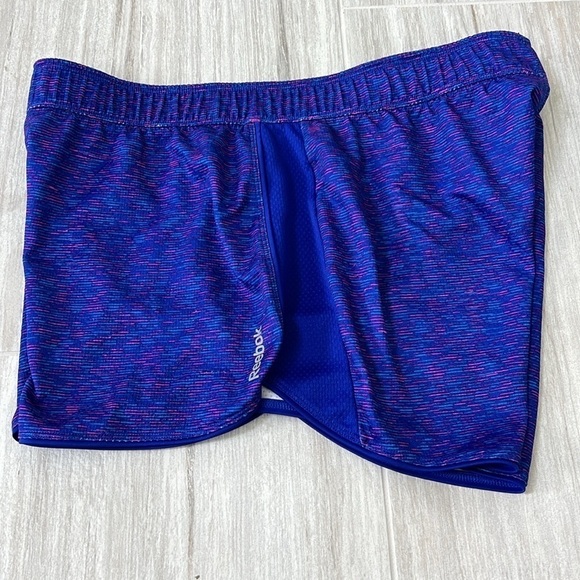 Blue & pink Reebok athletic shorts size large mesh thick waistband marl print - Picture 10 of 11